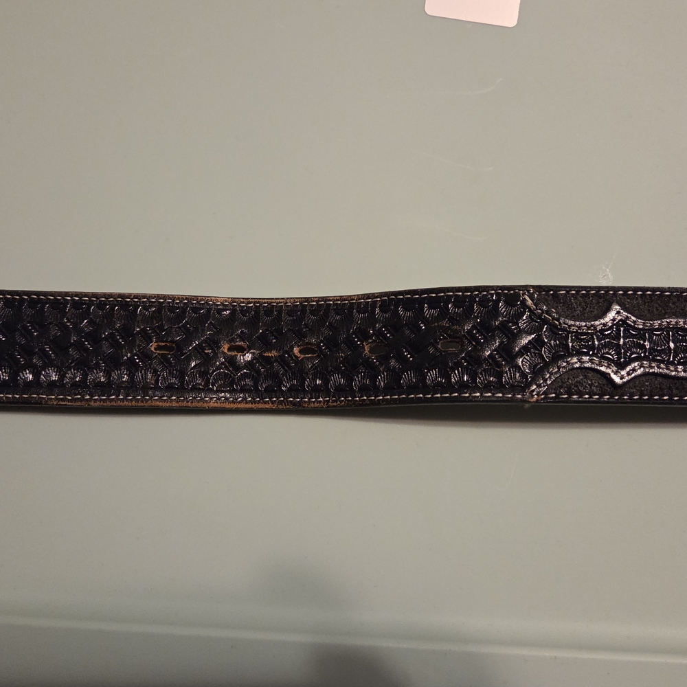Nocona Black Leather Belt with Classic Silver Buckle